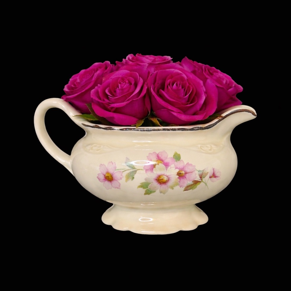 Vintage Homer Laughlin Virginia Rose Creamer 1940’s era w/Floral Design